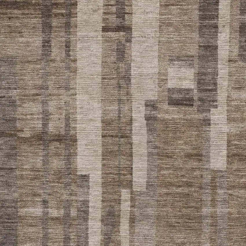 Brown And Taupe Striped Washable Area Rug With UV Protection Photo 2