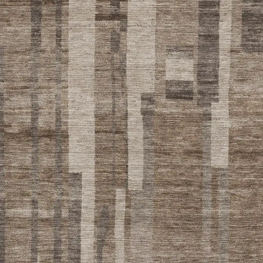 Brown And Taupe Striped Washable Area Rug With UV Protection Photo 2