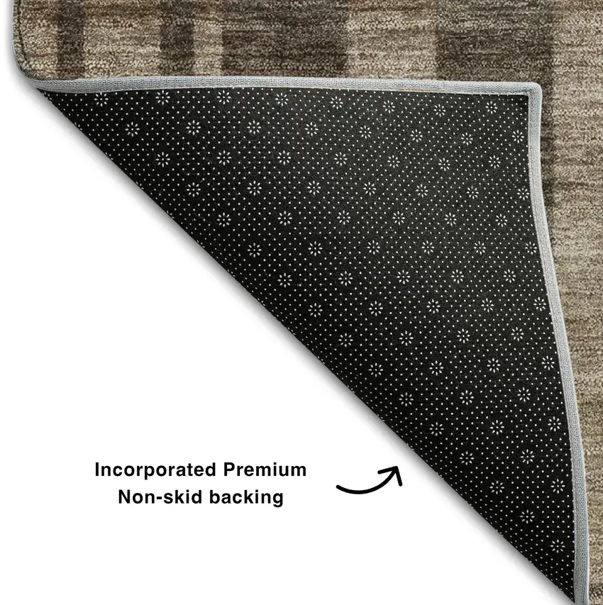 Brown And Taupe Striped Washable Area Rug With UV Protection Photo 6