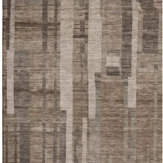 Brown And Taupe Striped Washable Area Rug With UV Protection Photo 2