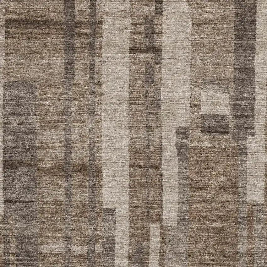 Brown And Taupe Striped Washable Area Rug With UV Protection Photo 2