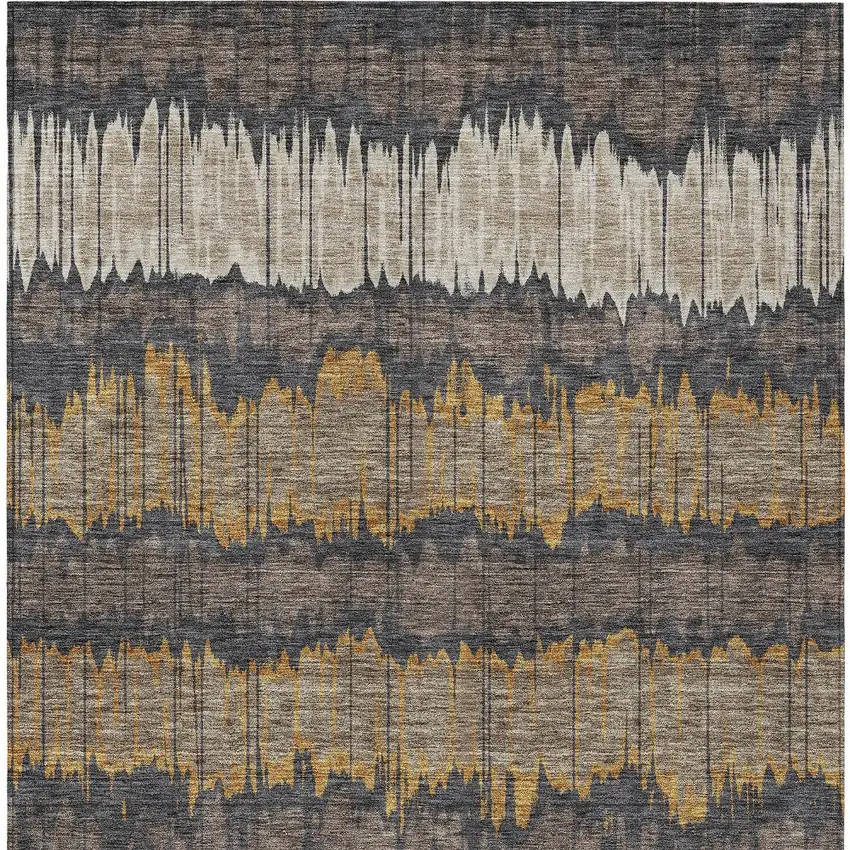 Brown And Taupe Striped Washable Indoor Outdoor Area Rug Photo 6