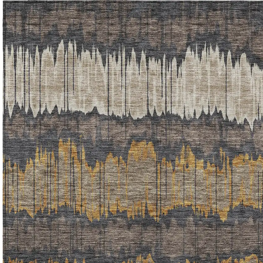 Brown And Taupe Striped Washable Indoor Outdoor Area Rug Photo 5