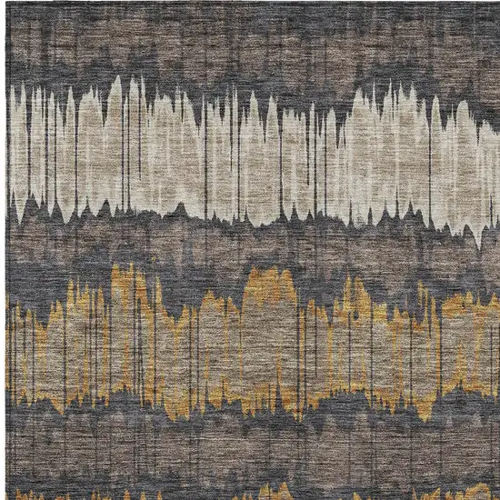 Brown And Taupe Striped Washable Indoor Outdoor Area Rug Photo 5