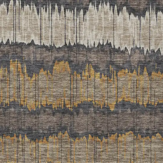 Brown And Taupe Striped Washable Indoor Outdoor Area Rug Photo 5