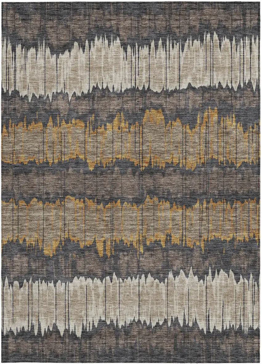 Brown And Taupe Striped Washable Indoor Outdoor Area Rug Photo 6