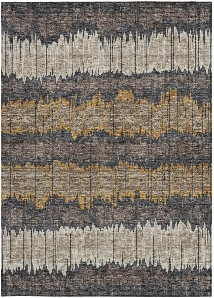 Brown And Taupe Striped Washable Indoor Outdoor Area Rug Photo 6