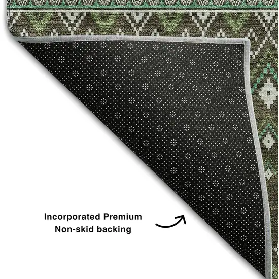 Brown And Taupe Tribal Washable Area Rug With UV Protection Photo 7
