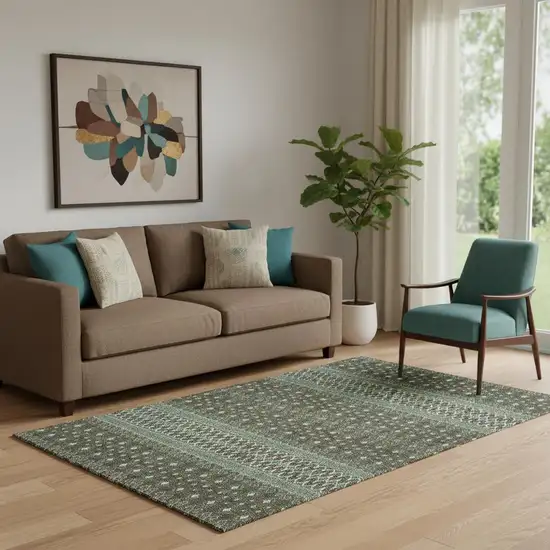 Brown And Taupe Tribal Washable Area Rug With UV Protection Photo 1