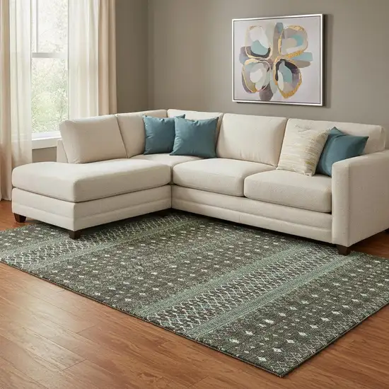 Brown And Taupe Tribal Washable Area Rug With UV Protection Photo 1