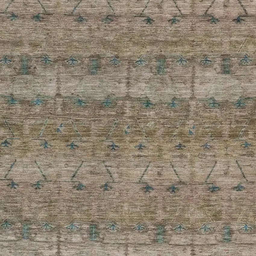 Brown And Taupe Tribal Washable Indoor Outdoor Area Rug Photo 3