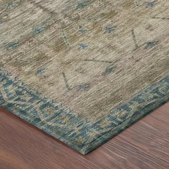 Brown And Taupe Tribal Washable Indoor Outdoor Area Rug Photo 5