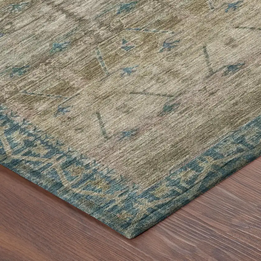 Brown And Taupe Tribal Washable Indoor Outdoor Area Rug Photo 5