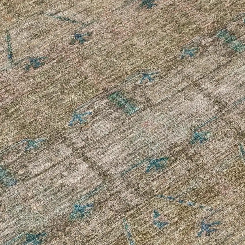 Brown And Taupe Tribal Washable Indoor Outdoor Area Rug Photo 6