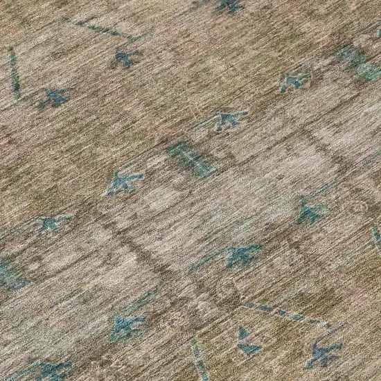 Brown And Taupe Tribal Washable Indoor Outdoor Area Rug Photo 6