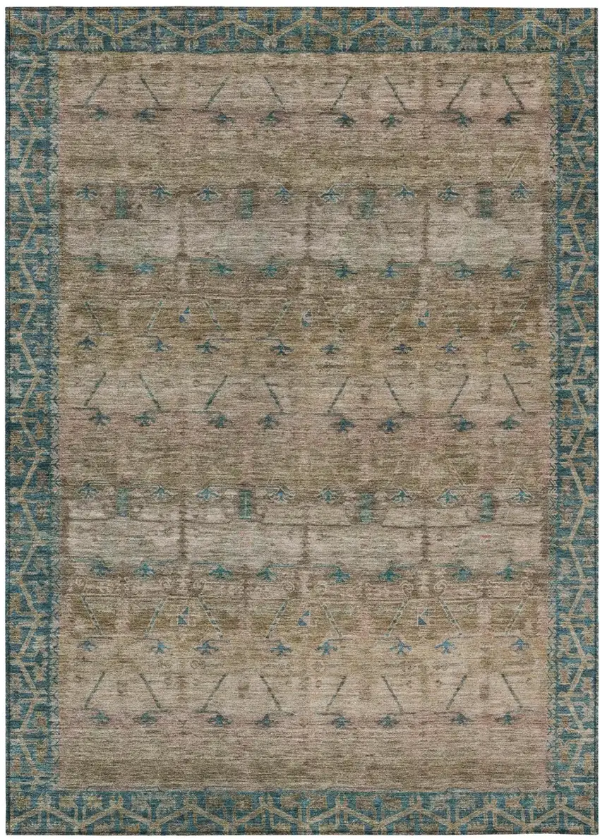 Brown And Taupe Tribal Washable Indoor Outdoor Area Rug Photo 2