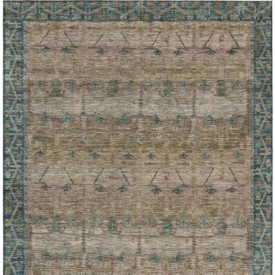 Brown And Taupe Tribal Washable Indoor Outdoor Area Rug Photo 4