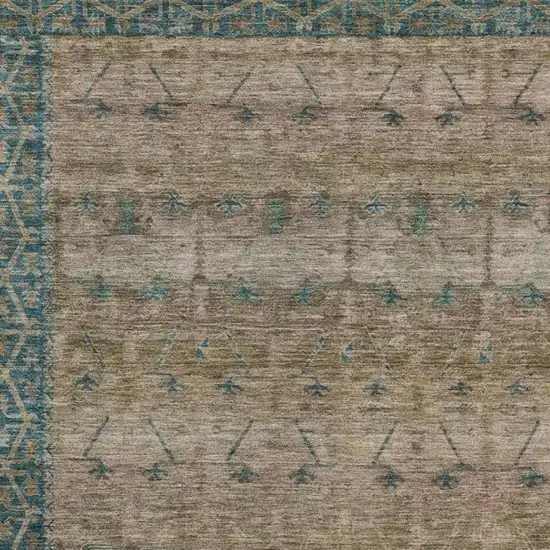 Brown And Taupe Tribal Washable Indoor Outdoor Area Rug Photo 3