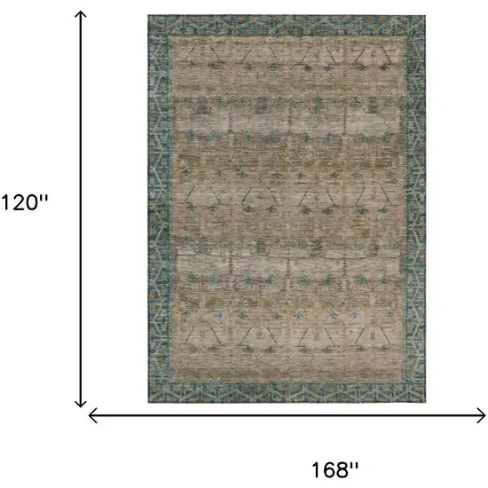 Brown And Taupe Tribal Washable Indoor Outdoor Area Rug Photo 7