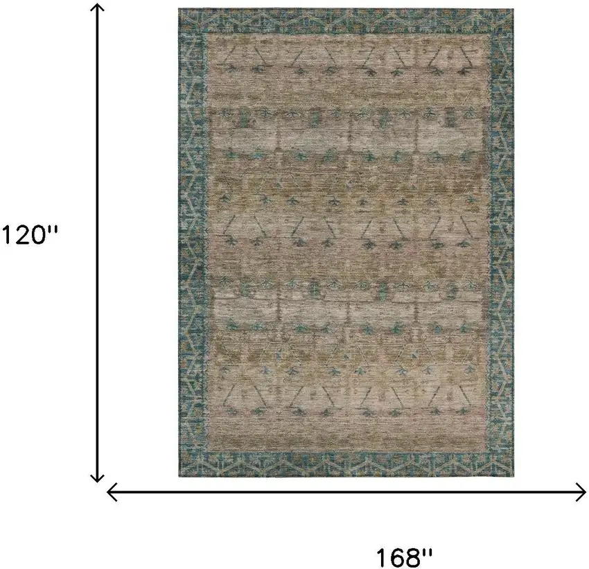 Brown And Taupe Tribal Washable Indoor Outdoor Area Rug Photo 7