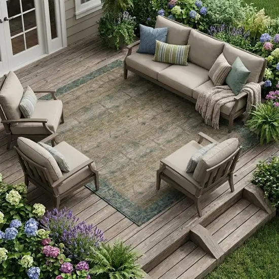 Brown And Taupe Tribal Washable Indoor Outdoor Area Rug Photo 1