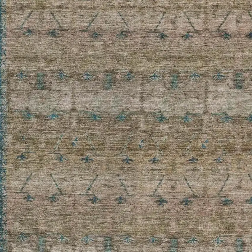 Brown And Taupe Tribal Washable Indoor Outdoor Area Rug Photo 3