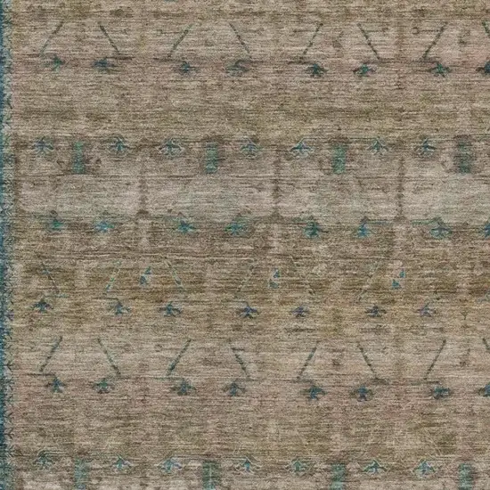 Brown And Taupe Tribal Washable Indoor Outdoor Area Rug Photo 3