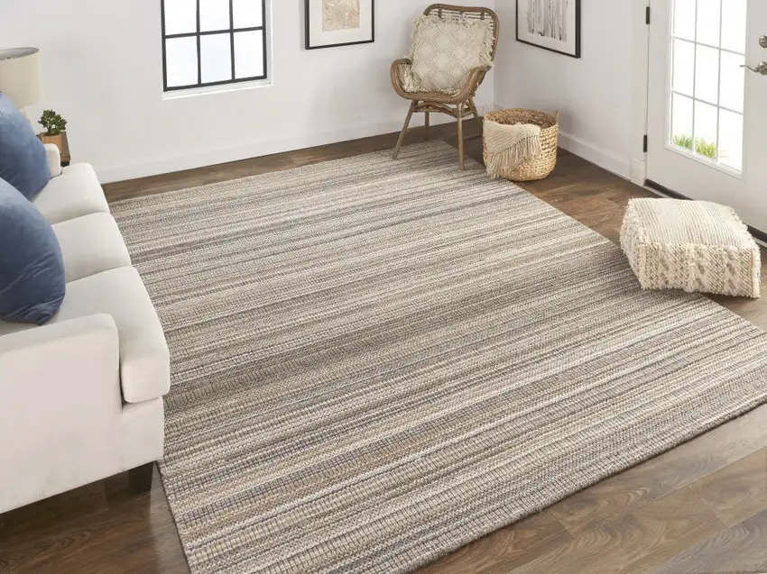 Brown And Taupe Wool Hand Woven Stain Resistant Area Rug Photo 6