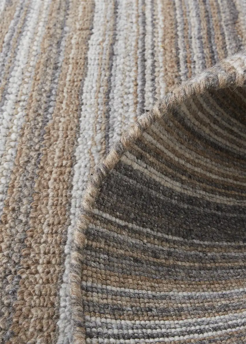 Brown And Taupe Wool Hand Woven Stain Resistant Area Rug Photo 9