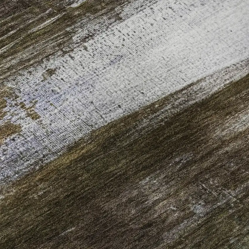 Brown And Teal Abstract Washable Area Rug With UV Protection Photo 8