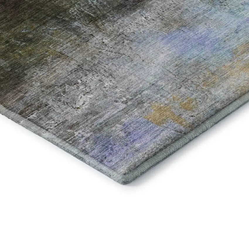 Brown And Teal Abstract Washable Area Rug With UV Protection Photo 7