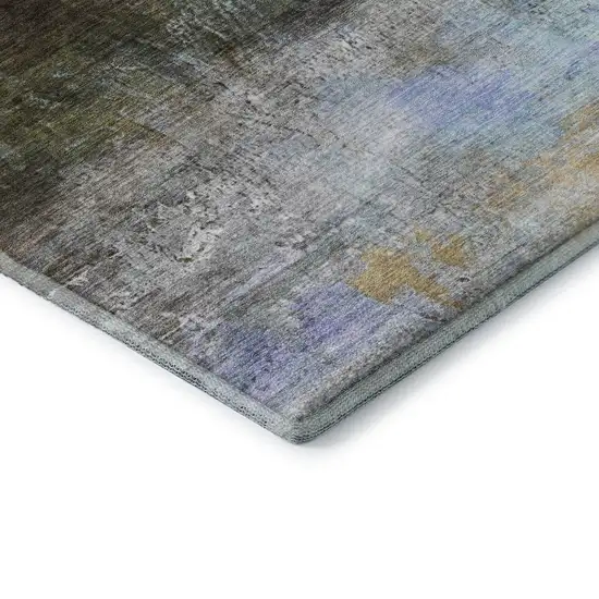 Brown And Teal Abstract Washable Area Rug With UV Protection Photo 7