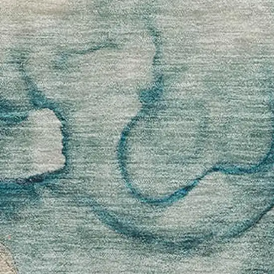 Brown And Teal Abstract Washable Area Rug With UV Protection Photo 3