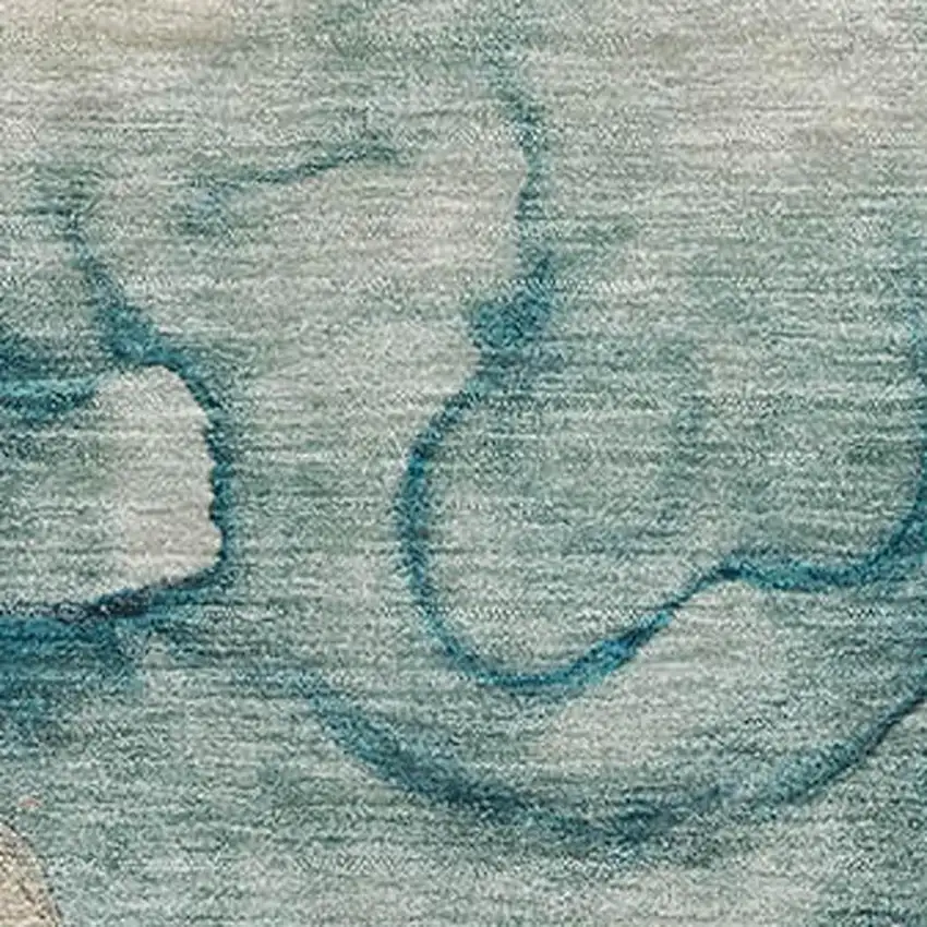 Brown And Teal Abstract Washable Area Rug With UV Protection Photo 3