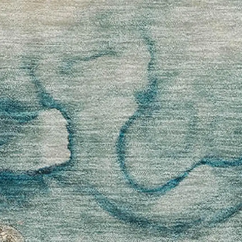 Brown And Teal Abstract Washable Area Rug With UV Protection Photo 3