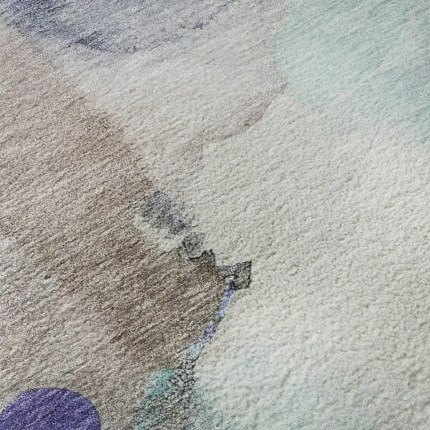 Brown And Teal Abstract Washable Area Rug With UV Protection Photo 8