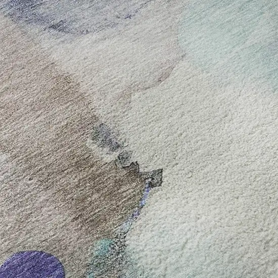 Brown And Teal Abstract Washable Area Rug With UV Protection Photo 8