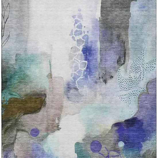 Brown And Teal Abstract Washable Area Rug With UV Protection Photo 3