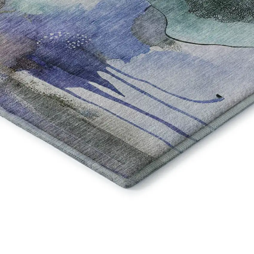 Brown And Teal Abstract Washable Area Rug With UV Protection Photo 7