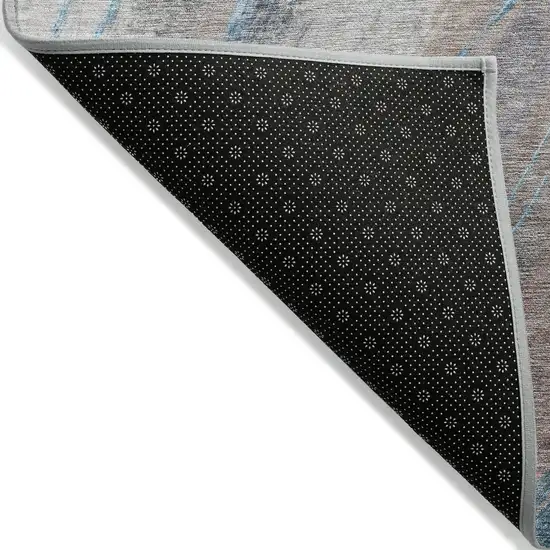 Brown And Teal Blue Abstract Washable Indoor Outdoor Area Rug Photo 4