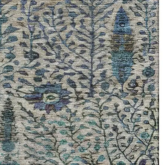 Brown And Teal Floral Vines Washable Area Rug With UV Protection Photo 4