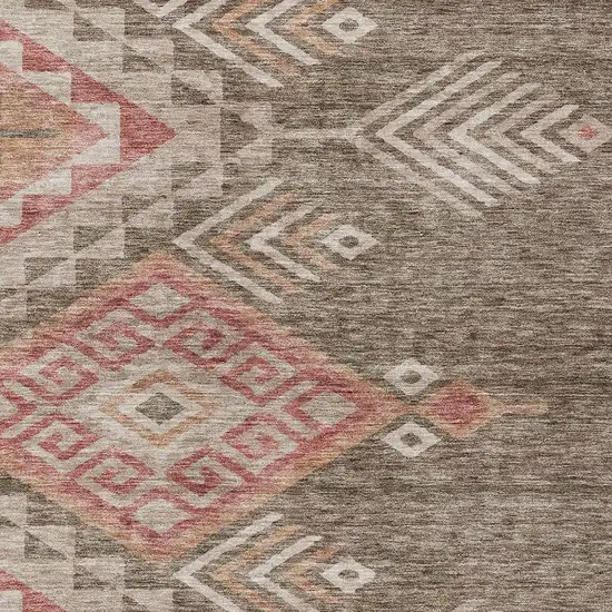 Brown And Terra Cotta Southwestern Washable Indoor Outdoor Area Rug Photo 6