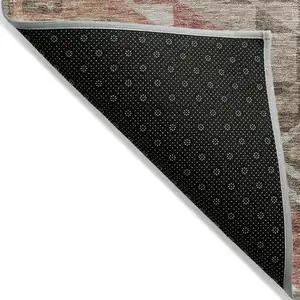 Photo of Brown And Terra Cotta Southwestern Washable Indoor Outdoor Area Rug