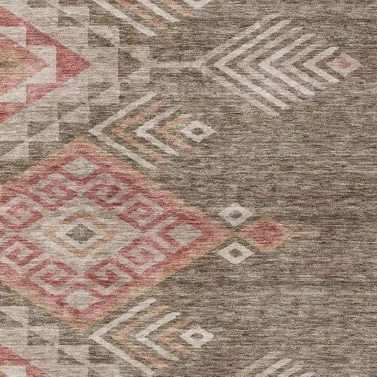 Brown And Terra Cotta Southwestern Washable Indoor Outdoor Area Rug Photo 6