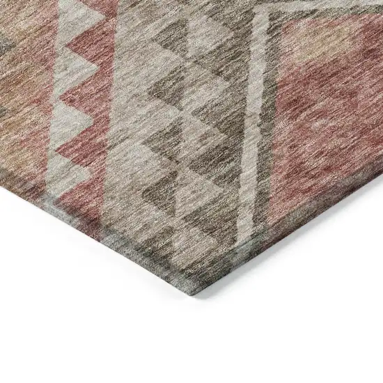 Brown And Terra Cotta Southwestern Washable Indoor Outdoor Area Rug Photo 4