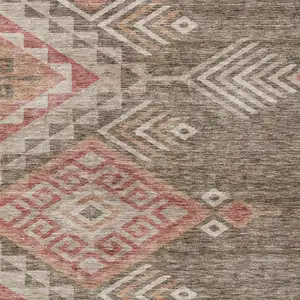 Photo of Brown And Terra Cotta Southwestern Washable Indoor Outdoor Area Rug