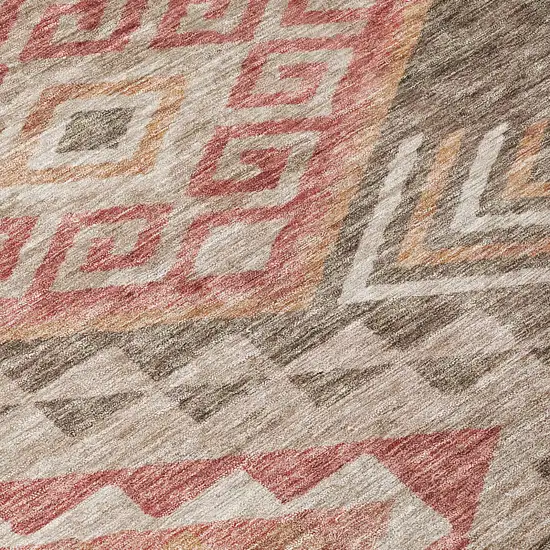 Brown And Terra Cotta Southwestern Washable Indoor Outdoor Area Rug Photo 5