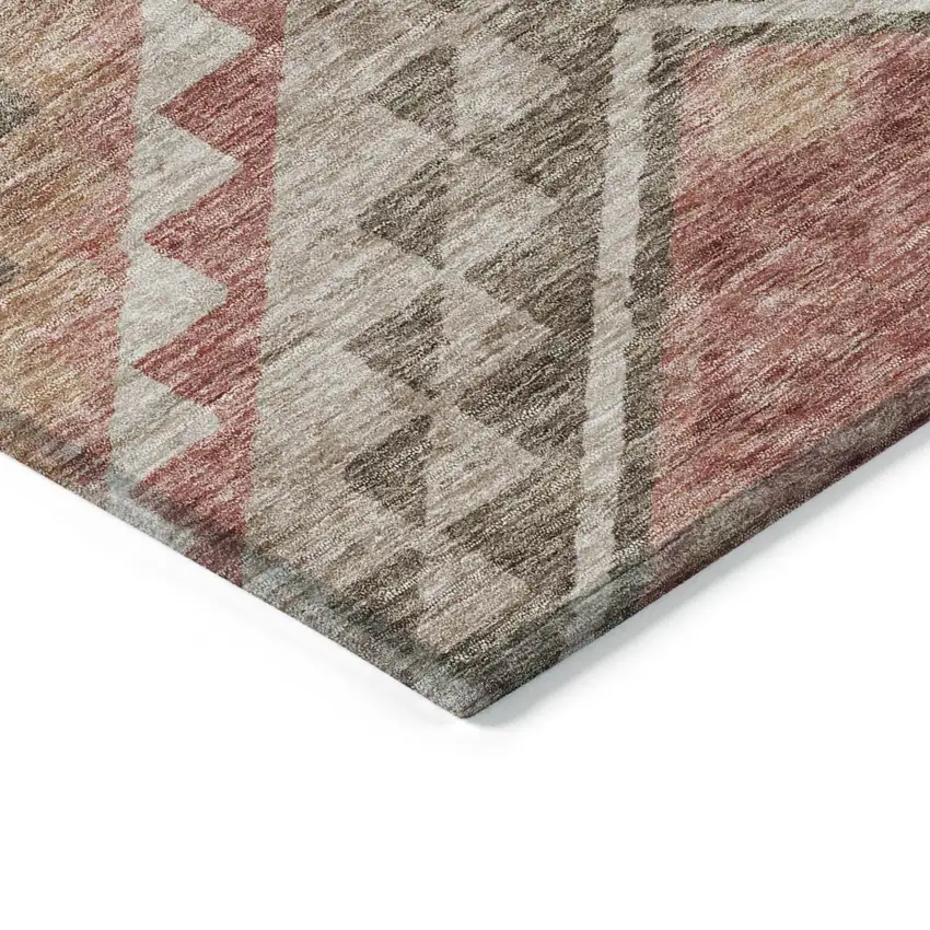 Brown And Terra Cotta Southwestern Washable Indoor Outdoor Area Rug Photo 4