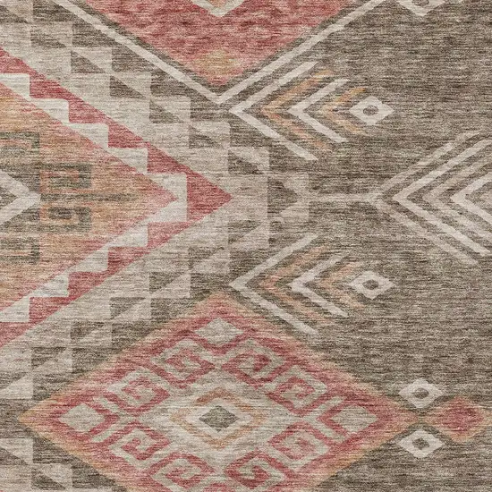 Brown And Terra Cotta Southwestern Washable Indoor Outdoor Area Rug Photo 6