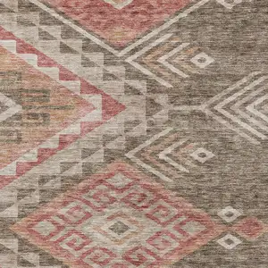 Photo of Brown And Terra Cotta Southwestern Washable Indoor Outdoor Area Rug